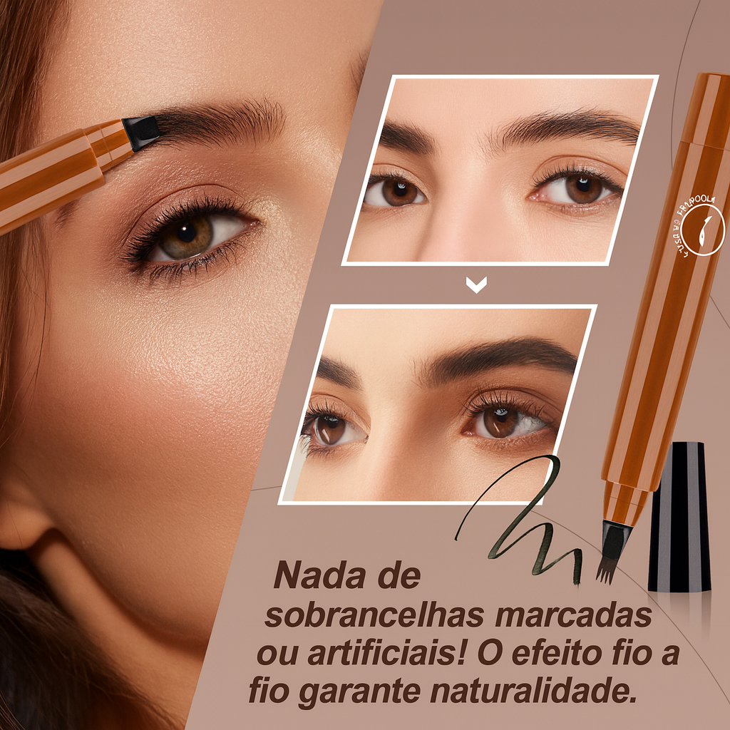 Caneta para Sobrancelha Impermeável - 4 Pontas