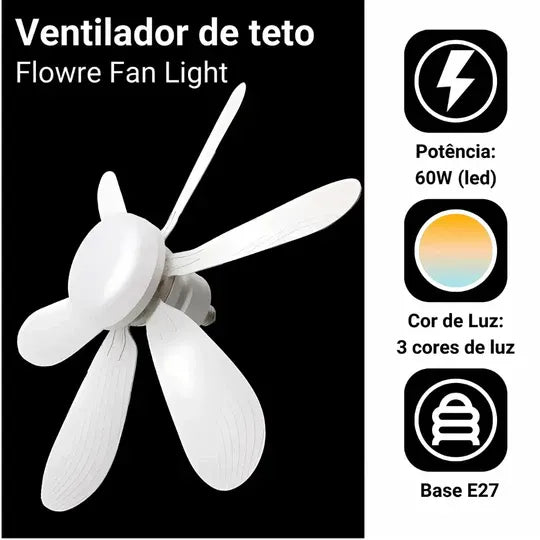 Ventilador de Teto 3 em 1 com Luminária LED - Instale em 3 minutos