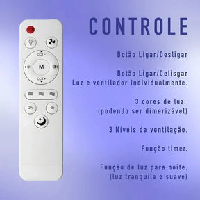 Ventilador de Teto 3 em 1 com Luminária LED - Instale em 3 minutos
